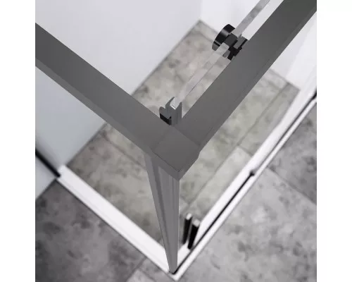 Душевой уголок Vincea Slim-N VSR-4SN9011CLGM 110x89 см, профиль вороненая сталь, стекло прозрачное