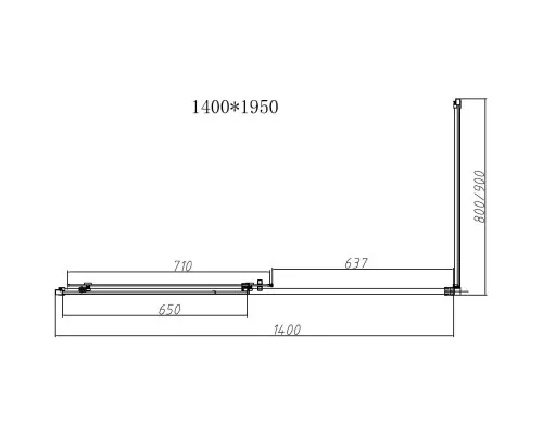 Душевой уголок Vincea Slim-N VSR-4SN8014CGB 140x79 см, профиль черный матовый, стекло тонированное
