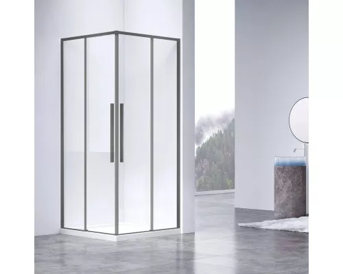 Душевой уголок Vincea Slim-N VSS-4SN8010CLGM 99x79 см, профиль вороненая сталь, стекло прозрачное