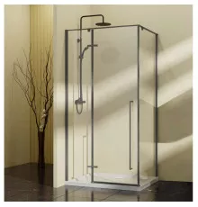 Душевой уголок Vincea Slim-N VSR-5SN9010CLGM 98,2x88,5 см, профиль вороненая сталь, стекло прозрачное