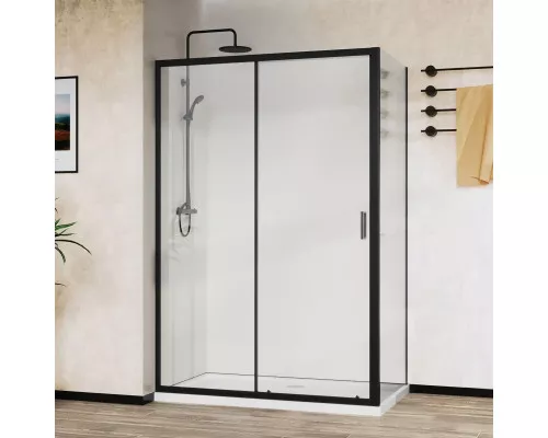 Душевой уголок Vincea City VSR-5CT9011CLB 110x90 см, профиль черный матовый, стекло прозрачное