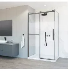 Душевой уголок Vincea Como Soft VSR-1CS1013CLGM 130x100 см, профиль вороненая сталь, стекло прозрачное