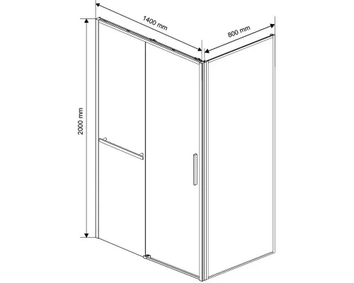 Душевой уголок Vincea Slim Soft VSR-1SS8014CLGM 140x80 см, профиль вороненая сталь, стекло прозрачное