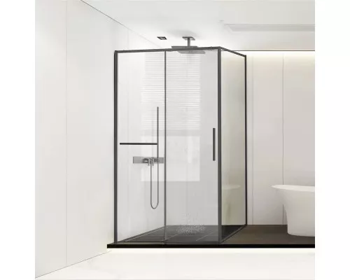Душевой уголок Vincea Slim Soft VSR-1SS8014CLGM 140x80 см, профиль вороненая сталь, стекло прозрачное