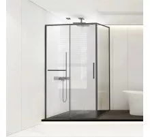 Душевой уголок Vincea Slim Soft VSR-1SS8011CLGM 110x80 см, профиль вороненая сталь, стекло прозрачное