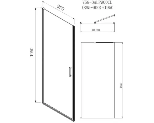 Душевой уголок Vincea Alpha VSR-3ALP9095MT 95x90 см, профиль хром, стекло текстурное