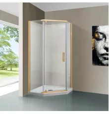 Душевой уголок Vincea Stresa VSP-1S100CLG 100x100 см, профиль золотой матовый, стекло прозрачное