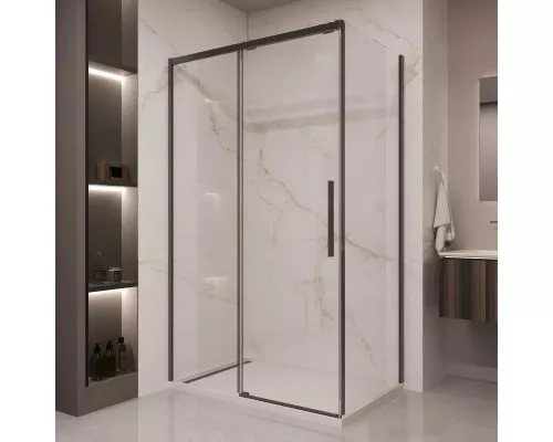 Душевой уголок Vincea Stella VSR-1ST1011CLB 110x100 см, профиль черный матовый, стекло прозрачное