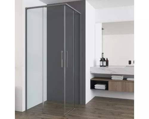 Душевой уголок Vincea Ultima VSS-7UL9090CLGM 90x90 см, профиль вороненая сталь, стекло прозрачное