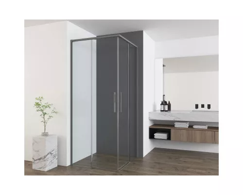 Душевой уголок Vincea Ultima VSS-7UL8090CLGM 90x80 см, профиль вороненая сталь, стекло прозрачное