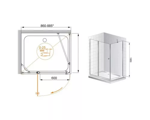 Купить Душевой уголок Cezares Triumph 90x100 см текстурное стекло TRIUMPH-D-AH-1-90/100-P-Cr-R в магазине сантехники Santeh-Crystal.ru
