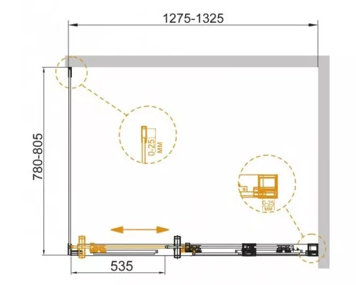 Купить Душевой уголок 130х80 см Cezares DUET SOFT-AH-1-130/80-C-Cr прозрачное в магазине сантехники Santeh-Crystal.ru