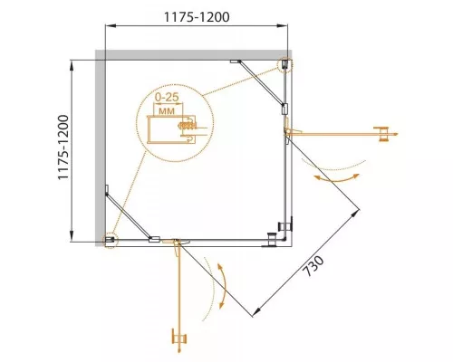 Купить Душевой уголок 120х120 см Cezares CRYSTAL-S-A-2-120-C-Cr прозрачное в магазине сантехники Santeh-Crystal.ru