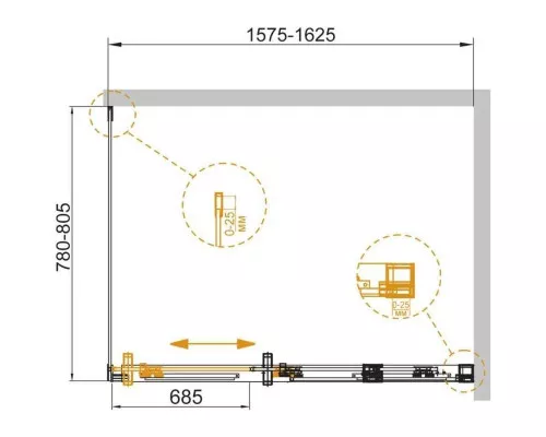 Заказать Душевой уголок 160х80 см Cezares DUET SOFT-AH-1-160/80-C-Cr прозрачное в магазине сантехники Santeh-Crystal.ru