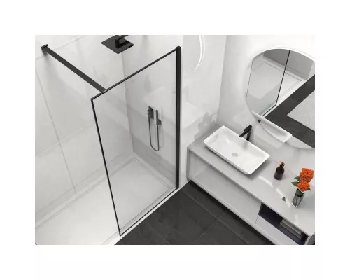 Душевая перегородка Vincea Walk-In HS VSW-1HS900CLB 90 см, профиль черный матовый, стекло прозрачное