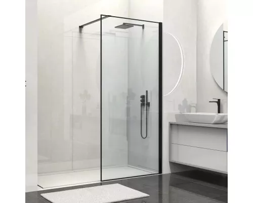 Душевая перегородка Vincea Walk-In HS VSW-1HS900CLB 90 см, профиль черный матовый, стекло прозрачное