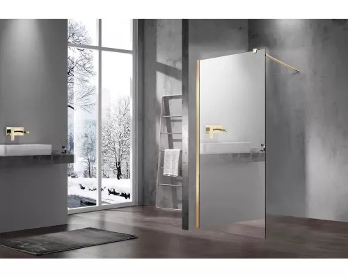 Душевая перегородка Vincea Walk-In VSW-1H900MRG 90 см, профиль золотой матовый, стекло зеркальное