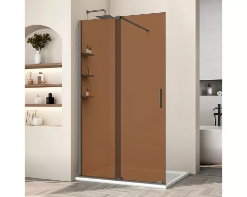 Душевая перегородка Vincea Walk-In WSL VSW-1WSL120GSGM 120 см, профиль вороненая сталь, стекло янтарное