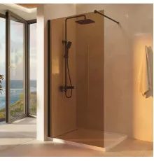 Душевая перегородка Vincea Walk-In VSW-1H100GSB 100 см, профиль черный матовый, стекло янтарное