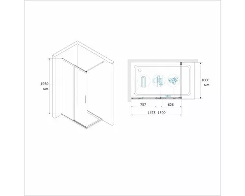 Приобрести Неподвижная перегородка 150 см RGW WA-13 Walk-in 34101315-11 прозрачное в магазине сантехники Santeh-Crystal.ru