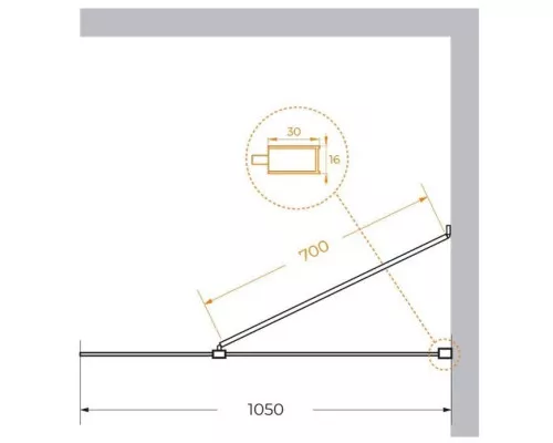 Купить Неподвижная перегородка 105 см Cezares LIBERTA-L-1-TB-105-C-NERO прозрачное в магазине сантехники Santeh-Crystal.ru