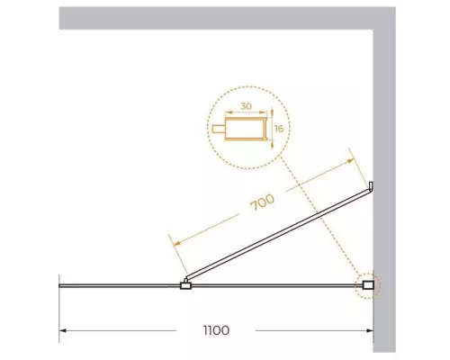 Купить Неподвижная перегородка 110 см Cezares LIBERTA-L-1-TB-110-GR-Cr графитовое в магазине сантехники Santeh-Crystal.ru