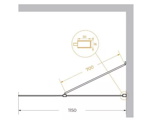 Купить Неподвижная перегородка 115 см Cezares LIBERTA-L-1-TB-115-C-NERO прозрачное в магазине сантехники Santeh-Crystal.ru