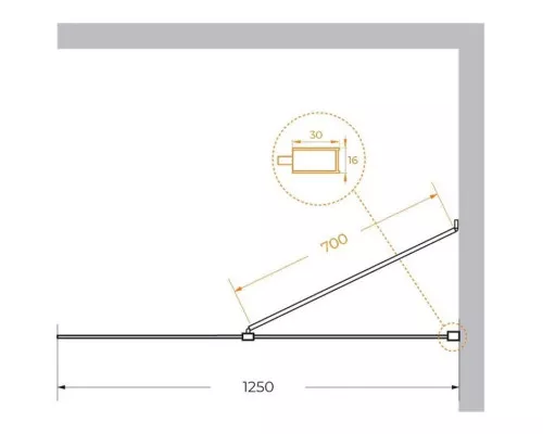 Заказать Неподвижная перегородка 125 см Cezares LIBERTA-L-1-TB-125-C-NERO прозрачное в магазине сантехники Santeh-Crystal.ru