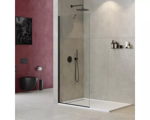 Заказать Неподвижная перегородка 70 см Cezares LIBERTA-L-1-TB-70-C-NERO прозрачное в магазине сантехники Santeh-Crystal.ru