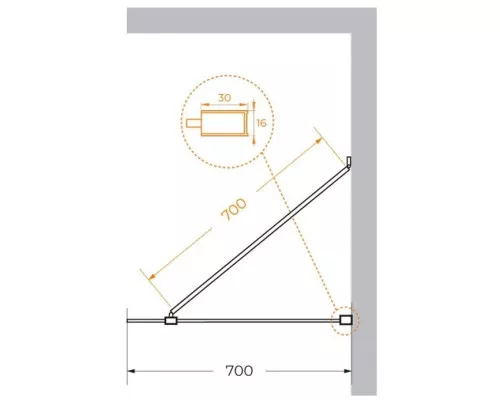 Заказать Неподвижная перегородка 70 см Cezares LIBERTA-L-1-TB-70-C-NERO прозрачное в магазине сантехники Santeh-Crystal.ru