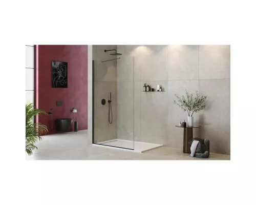 Заказать Неподвижная перегородка 125 см Cezares LIBERTA-L-1-TB-125-C-NERO прозрачное в магазине сантехники Santeh-Crystal.ru