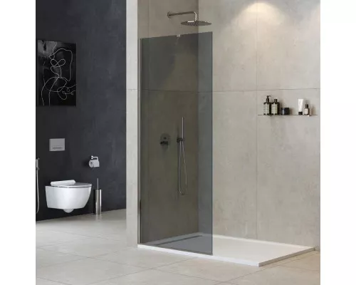 Купить Неподвижная перегородка 110 см Cezares LIBERTA-L-1-TB-110-GR-Cr графитовое в магазине сантехники Santeh-Crystal.ru