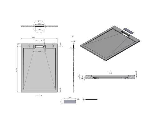 Душевой поддон Vincea VST-4SRL1012A 120x100 см, из литьевого мрамора, прямоугольный, антрацит