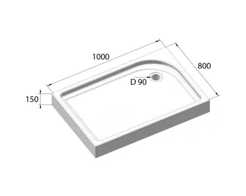 Приобрести Акриловый поддон 100x80 см BelBagno TRAY-BB-AH-100/80-15-W-R в магазине сантехники Santeh-Crystal.ru
