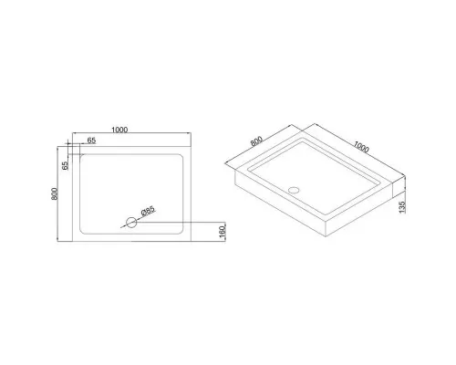 Заказать Акриловый поддон 100x80 см Black & White Stellar Wind 0810H00 в магазине сантехники Santeh-Crystal.ru
