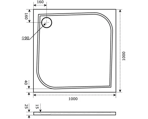 Заказать Панель фронтально-торцевая 100х100 см Good Door Квадро ЭЛ00006 в магазине сантехники Santeh-Crystal.ru