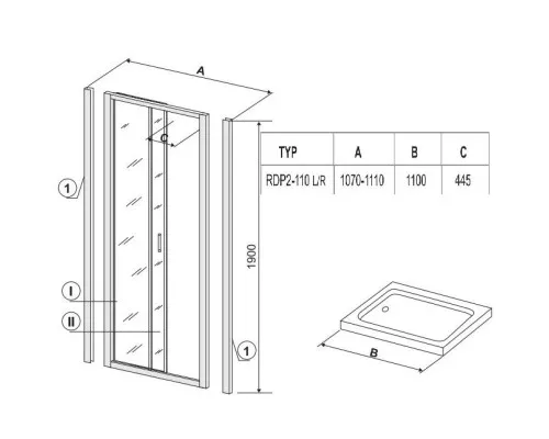 Заказать Душевая раздвижная дверь Ravak Rapier NRDP2 110 R сатин Grape 0NND0U0PZG в магазине сантехники Santeh-Crystal.ru