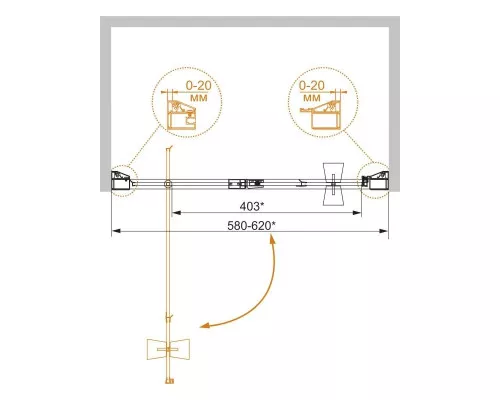 Заказать Душевая дверь распашная Cezares Rosa 60 см ROSA-BA-1-60-RO-Bi в магазине сантехники Santeh-Crystal.ru