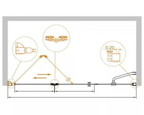 Заказать Душевая дверь складная Cezares Elena 140 см текстурное стекло ELENA-W-BS-13-60+40/40-P-Cr-R в магазине сантехники Santeh-Crystal.ru