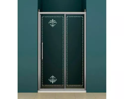 Купить Душевая дверь раздвижная Cezares Retro 110 см прозрачное c матовым узором RETRO-A-BF-1-110-CP-Cr в магазине сантехники Santeh-Crystal.ru