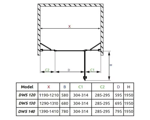 Приобрести Душевая дверь Radaway EOS II DWJS 130 R прозрачное в магазине сантехники Santeh-Crystal.ru