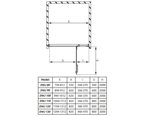 Купить Душевая дверь Radaway Euphoria DWJ 110 R прозрачное в магазине сантехники Santeh-Crystal.ru