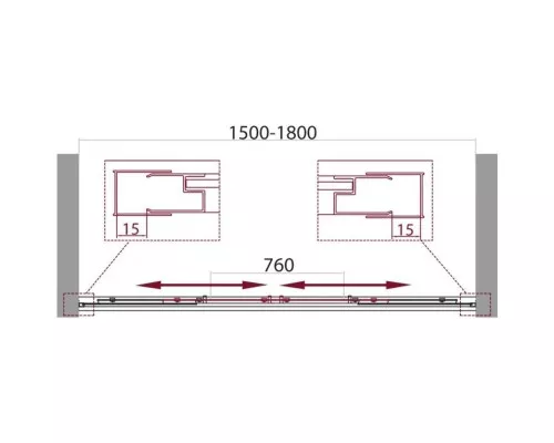 Заказать Душевая дверь 150-180 см BelBagno UNIQUE-BF-2-150/180-M-Cr матовое в магазине сантехники Santeh-Crystal.ru