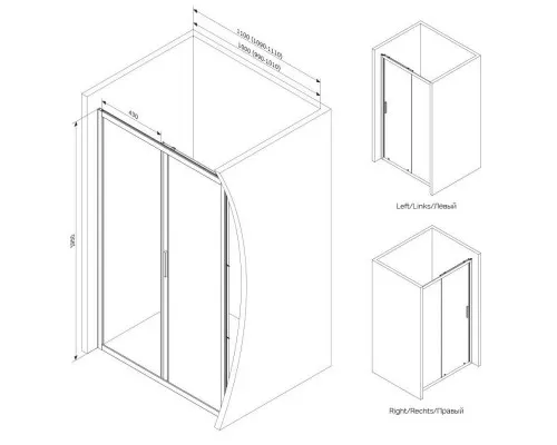 Купить Душевая дверь 100 см Am.Pm Gem W90G-100-1-195BMir зеркальное в магазине сантехники Santeh-Crystal.ru