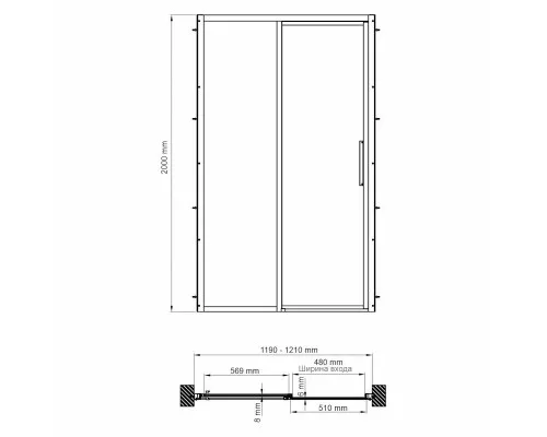 Заказать Душевая дверь 120 см WasserKRAFT Lopau 32S05L прозрачное в магазине сантехники Santeh-Crystal.ru