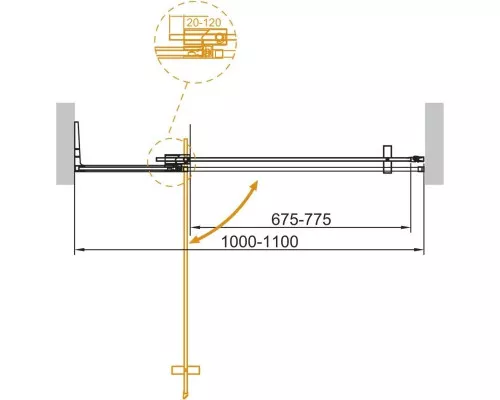 Купить Душевая дверь 100-110 см Cezares SLIDER-B-1-100/110-GRIGIO-NERO серое в магазине сантехники Santeh-Crystal.ru
