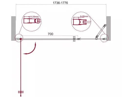 Заказать Душевая дверь 175 см BelBagno Etna ETNA-B-11-100+80-C-Cr прозрачное в магазине сантехники Santeh-Crystal.ru