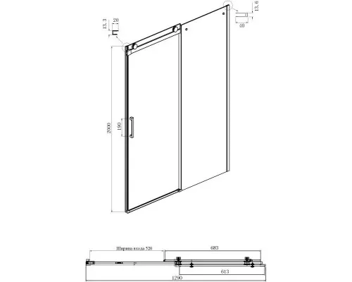 Приобрести Душевая дверь 130 см Ambassador Benefit 19021202HB прозрачное в магазине сантехники Santeh-Crystal.ru