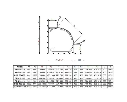 Заказать Душевой уголок Radaway Torrenta PDD E 90×80 прозрачное в магазине сантехники Santeh-Crystal.ru