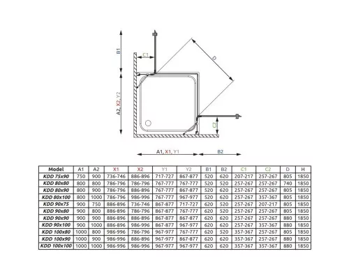 Купить Душевой уголок Radaway Torrenta KDD 75R×90L графитовое в магазине сантехники Santeh-Crystal.ru
